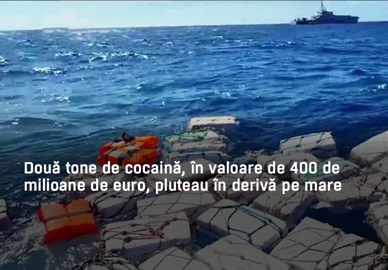Două tone de cocaină, în valoare de 400 de milioane de euro, pluteau în derivă pe mare